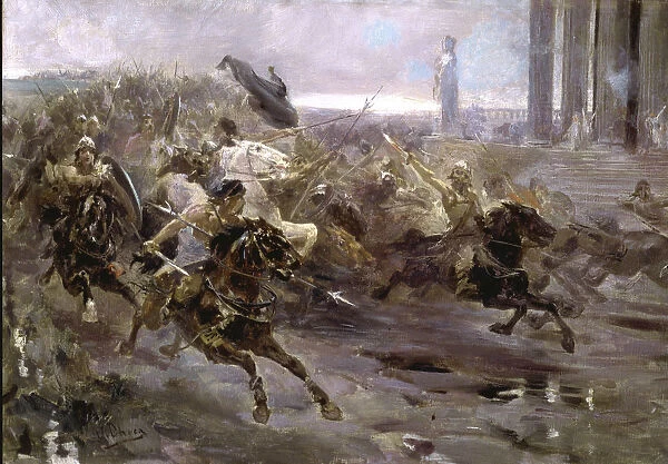 The Huns entering Rome, led by Attila, oil by Ulpiano Checa