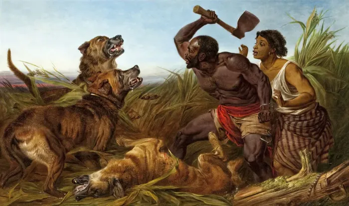 Framed Print : The Hunted Slaves, 1862. Creator: Richard Ansdell Framed Print : The Hunted Slaves, 1862. Creator: Richard Ansdell