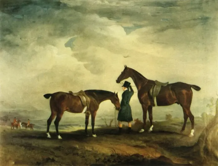Framed Print : The Hunter and the Hack: A Typical Cob, early-mid 19th century, (1944). Creator: John Ferneley Framed Print : The Hunter and the Hack: A Typical Cob, early-mid 19th century, (1944). Creator: John Ferneley