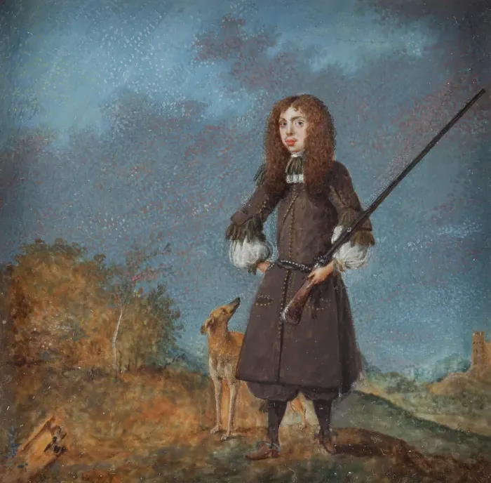 Framed Print : Hunter (Karl XI?) with his dog, 1675-1724. Creator: David von Krafft Framed Print : Hunter (Karl XI?) with his dog, 1675-1724. Creator: David von Krafft