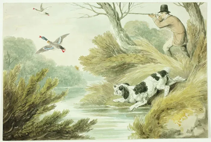 Framed Print : Hunter with Retriever, n.d. Creator: Samuel Howett Framed Print : Hunter with Retriever, n.d. Creator: Samuel Howett