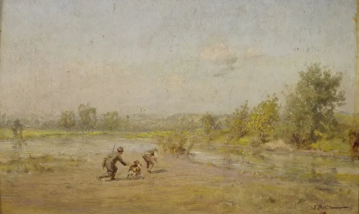 Framed Print : The Hunters. Artist: Pokhitonov, Ivan Pavlovich (1850-1923) Framed Print : The Hunters. Artist: Pokhitonov, Ivan Pavlovich (1850-1923)