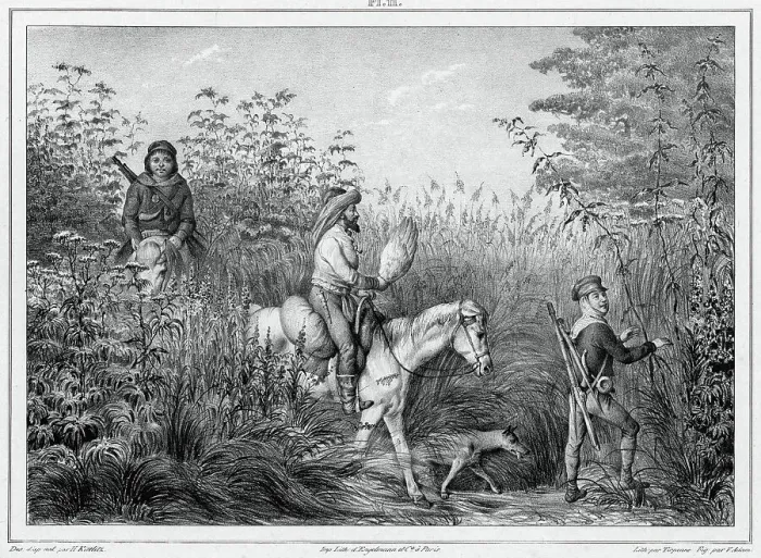 Framed Print : Hunters of Kamchatka, 19th century. Creators: Friedrich Heinrich Kittlitz, Victor Adam Framed Print : Hunters of Kamchatka, 19th century. Creators: Friedrich Heinrich Kittlitz, Victor Adam