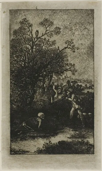Framed Print : Hunters Surprised by Death, 1857. Creator: Rodolphe Bresdin Framed Print : Hunters Surprised by Death, 1857. Creator: Rodolphe Bresdin