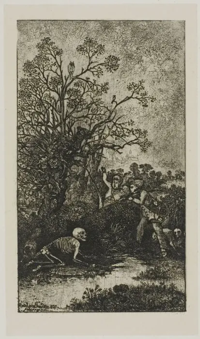 Framed Print : Hunters Surprised by Death, 1857. Creator: Rodolphe Bresdin Framed Print : Hunters Surprised by Death, 1857. Creator: Rodolphe Bresdin