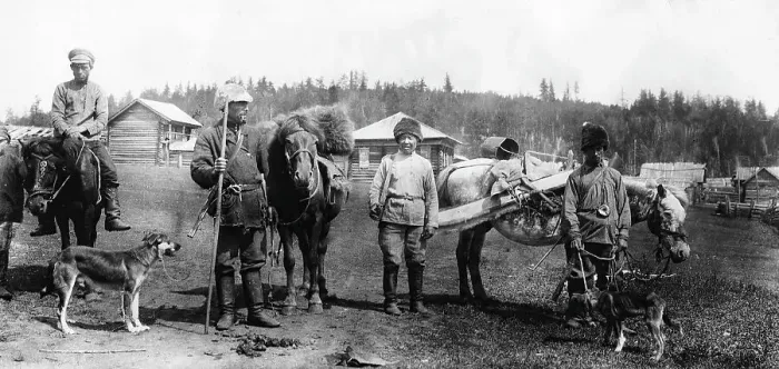 Framed Print : Hunters from the village of Pyanovo, Uriankhai region, 1900. Creator: Unknown Framed Print : Hunters from the village of Pyanovo, Uriankhai region, 1900. Creator: Unknown