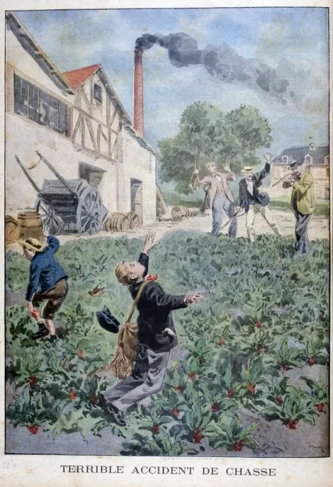 Framed Print : Hunting accident, 1900. Artist: Oswaldo Tofani Framed Print : Hunting accident, 1900. Artist: Oswaldo Tofani