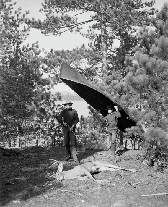 Framed Print : Hunting in the Adirondacks, New York, between 1900 and 1910. Creator: Unknown Framed Print : Hunting in the Adirondacks, New York, between 1900 and 1910. Creator: Unknown