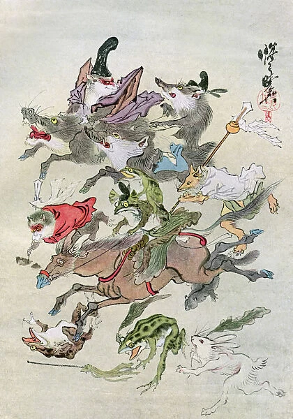 Hunting animals, 1898. Artist: Kawanabe Kyosai