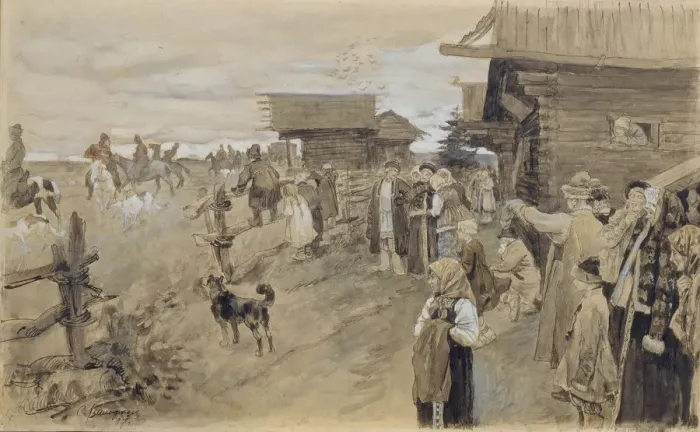 Framed Print : Hunting with Borzois, 1907. Artist: Vinogradov, Sergei Arsenyevich (1869-1938) Framed Print : Hunting with Borzois, 1907. Artist: Vinogradov, Sergei Arsenyevich (1869-1938)