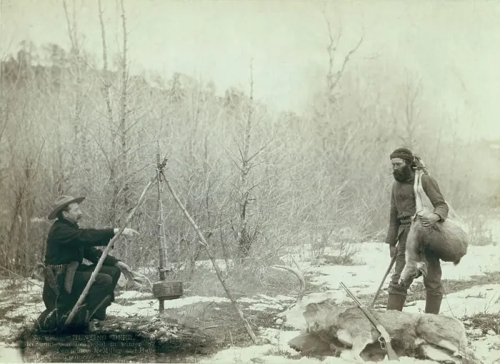 Framed Print : Hunting Deer A deer hunt near Deadwood in winter 87 and 88 Two miners McMillan and... 1888. Creator: John C. H. Grabill Framed Print : Hunting Deer A deer hunt near Deadwood in winter 87 and 88 Two miners McMillan and... 1888. Creator: John C. H. Grabill