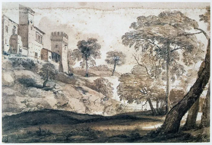 Framed Print : Hunting deer, mid-late 17th century. Artist: Claude Lorrain Framed Print : Hunting deer, mid-late 17th century. Artist: Claude Lorrain