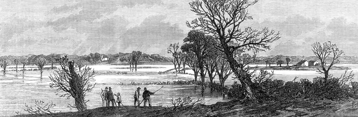Framed Print : The Hunting Disaster in Yorkshire:view of the Ure in flood, where the accident happened, 1869. Creator: Unknown Framed Print : The Hunting Disaster in Yorkshire:view of the Ure in flood, where the accident happened, 1869. Creator: Unknown