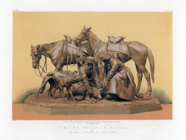 Hunting Group in Bronze, 19th century. Artist: John Burley Waring