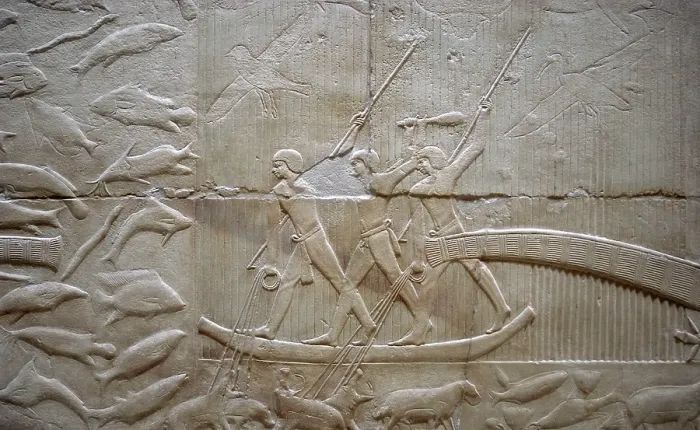 Framed Print : Hunting hippos relief, Mastaba of Kagemni, Saqqara, Egypt, Old Kingdom, 6th Dynasty, 2350 BC (2003). Creator: Unknown Framed Print : Hunting hippos relief, Mastaba of Kagemni, Saqqara, Egypt, Old Kingdom, 6th Dynasty, 2350 BC (2003). Creator: Unknown