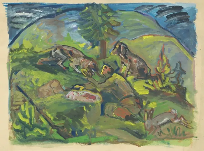 Framed Print : Hunting motif, 1940-1943. Creator: Arnold Peter Weisz-Kubincan Framed Print : Hunting motif, 1940-1943. Creator: Arnold Peter Weisz-Kubincan