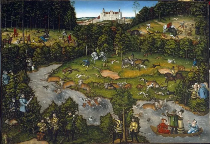 Framed Print : Hunting near Hartenfels Castle, 1540. Creator: Lucas Cranach (German, 1472-1553) Framed Print : Hunting near Hartenfels Castle, 1540. Creator: Lucas Cranach (German, 1472-1553)