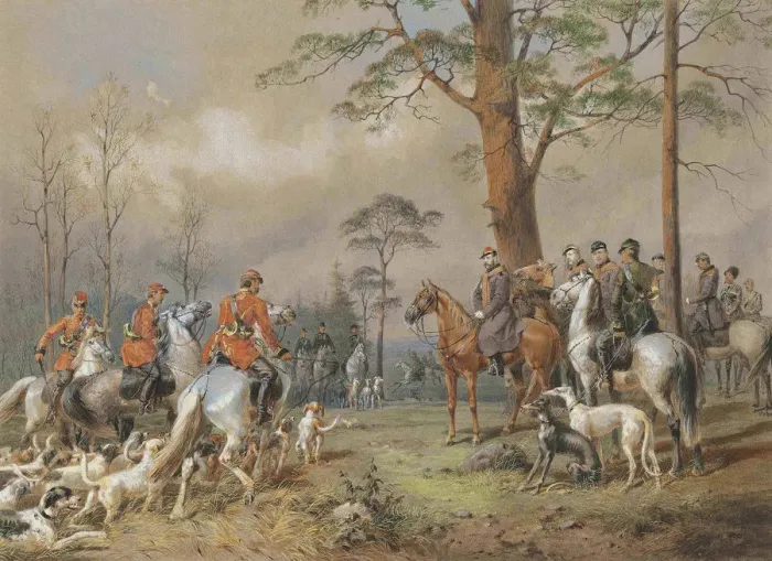 Framed Print : The hunting party of Emperor Alexander II Framed Print : The hunting party of Emperor Alexander II