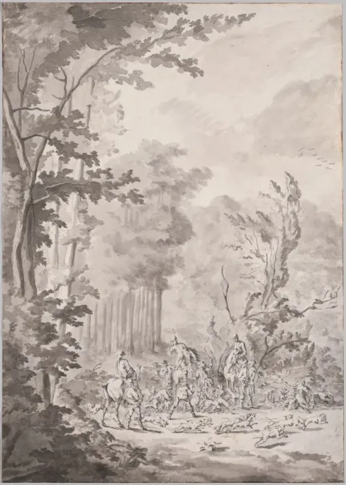 Framed Print : A Hunting Party at Marly, late 17th or early 18th century. Creator: Jean Baptiste Martin Framed Print : A Hunting Party at Marly, late 17th or early 18th century. Creator: Jean Baptiste Martin