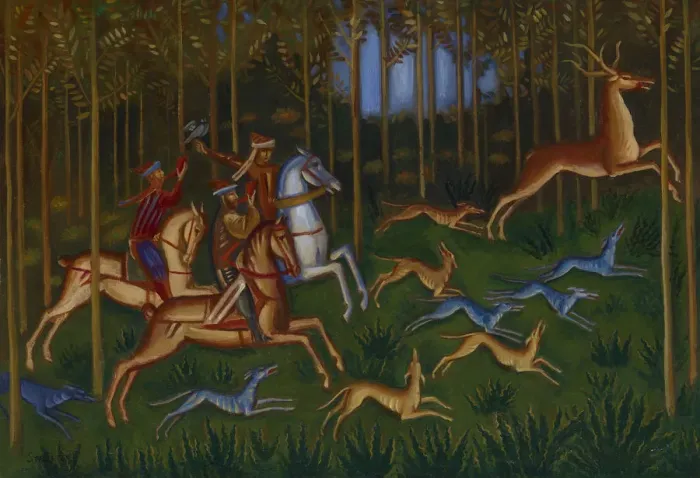 Framed Print : Hunting Scene. Artist: Stelletsky, Dmitri Semyonovich (1875-1947) Framed Print : Hunting Scene. Artist: Stelletsky, Dmitri Semyonovich (1875-1947)