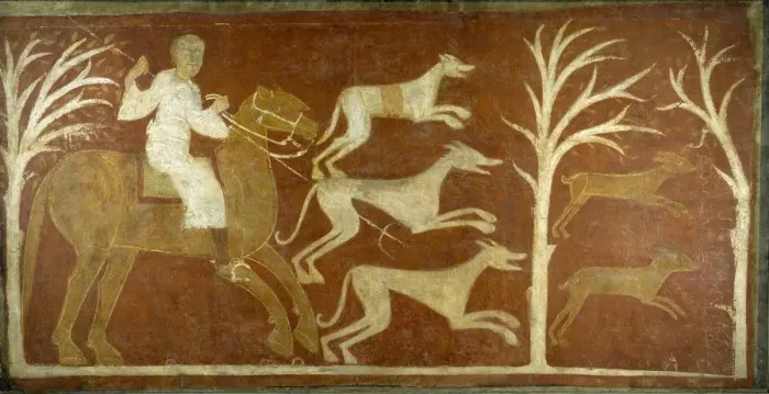 Framed Print : Hunting Scene, first half 12th century (possibly 1129-34). Creator: Unknown Framed Print : Hunting Scene, first half 12th century (possibly 1129-34). Creator: Unknown