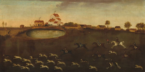 Hunting Scene with a Pond, 18th century. Creator: Unknown