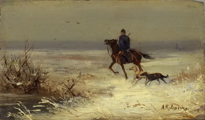 Framed Print : On the Hunting, Second Half of the 19th cen Artist: Kivshenko, Alexei Danilovich (1851-1895)