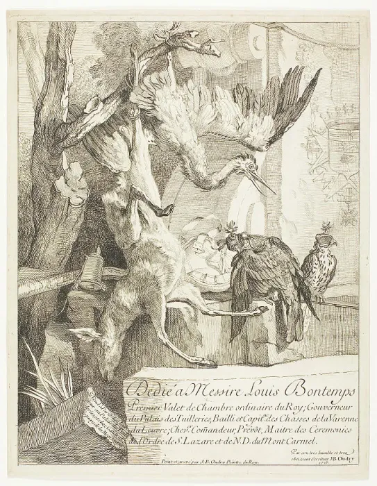 Framed Print : Four Hunting Subjects, No. 1, 1725. Creator: Jean-Baptiste Oudry Framed Print : Four Hunting Subjects, No. 1, 1725. Creator: Jean-Baptiste Oudry