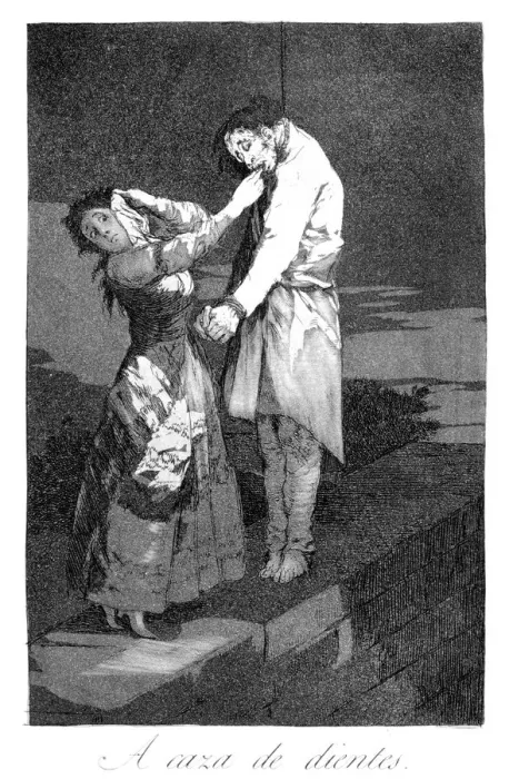 Framed Print : Out hunting for teeth, 1799. Artist: Francisco Goya Framed Print : Out hunting for teeth, 1799. Artist: Francisco Goya