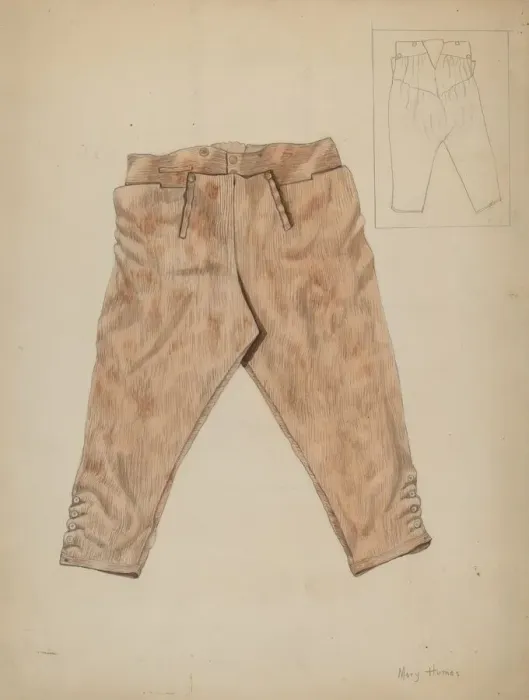 Framed Print : Hunting Trousers, c. 1936. Creator: Mary E Humes Framed Print : Hunting Trousers, c. 1936. Creator: Mary E Humes