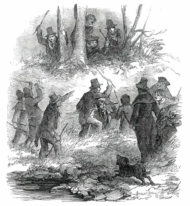 Framed Print : Hunting the Wren at Christmas, 1850. Creator: Unknown Framed Print : Hunting the Wren at Christmas, 1850. Creator: Unknown