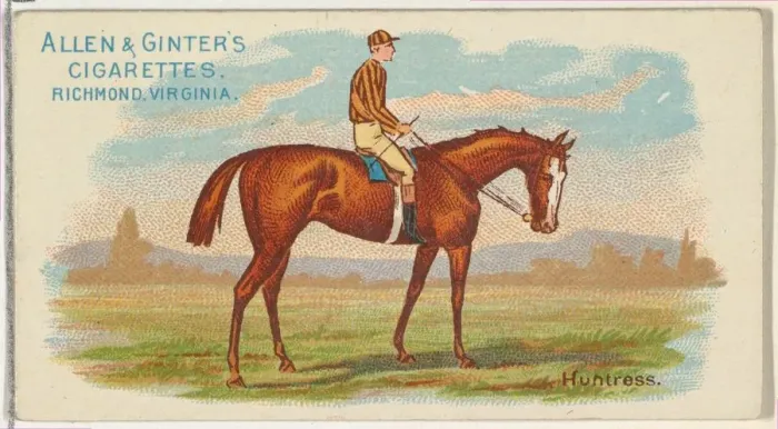 Framed Print : Huntress, from The Worlds Racers series (N32) for Allen & Ginter Cigarettes, 1888 Framed Print : Huntress, from The Worlds Racers series (N32) for Allen & Ginter Cigarettes, 1888