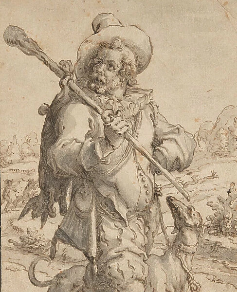 A Huntsman with a Dead Hare and a Dog (Study for 'Terra'), 1590 / 95. Creator: Jacques de Gheyn II