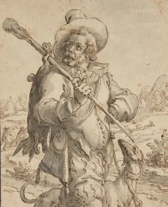 Framed Print : A Huntsman with a Dead Hare and a Dog (Study for Terra'), 1590 / 95. Creator: Jacques de Gheyn II Framed Print : A Huntsman with a Dead Hare and a Dog (Study for Terra'), 1590 / 95. Creator: Jacques de Gheyn II