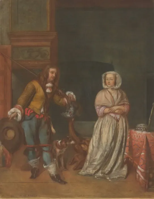 Framed Print : Huntsman Visiting a Lady, 1783 / 1786. Creator: Carlo Lasinio Framed Print : Huntsman Visiting a Lady, 1783 / 1786. Creator: Carlo Lasinio