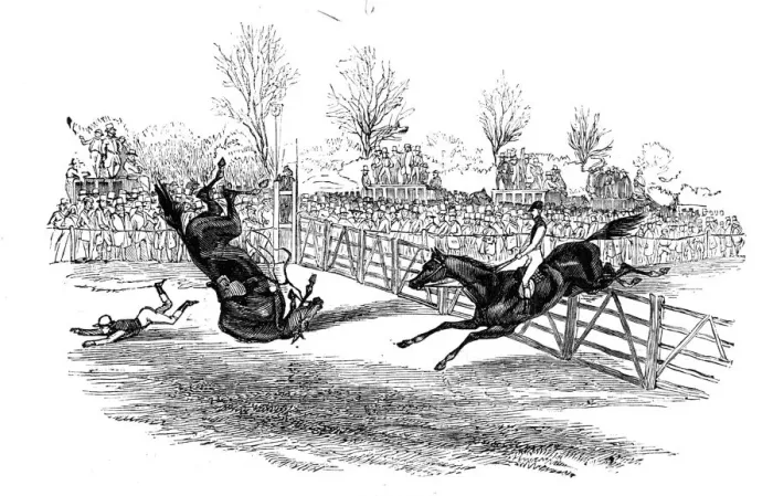 Framed Print : Hurdle race, 1844. Creator: Unknown Framed Print : Hurdle race, 1844. Creator: Unknown