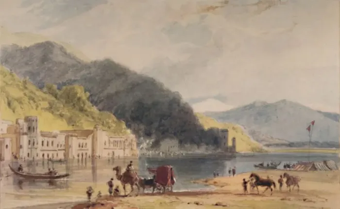 Framed Print : The Hurduwar - where the Ganges enters the Plains of Hindoostan, c1786-1791, (1935). Artist: William Daniell Framed Print : The Hurduwar - where the Ganges enters the Plains of Hindoostan, c1786-1791, (1935). Artist: William Daniell