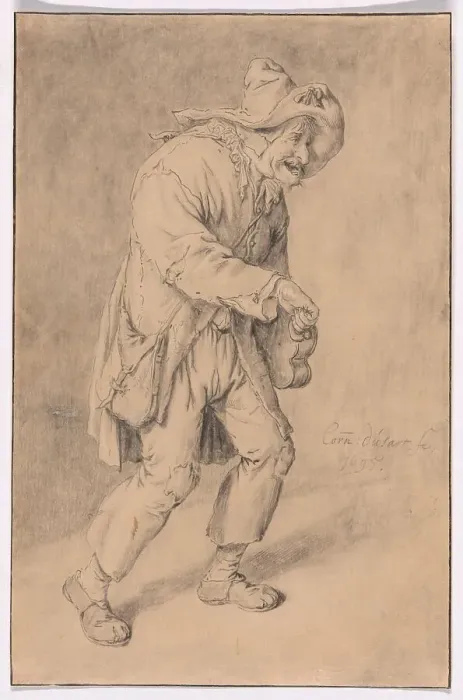 Framed Print : Hurdy-Gurdy Player, 1695. Creator: Cornelis Dusart Framed Print : Hurdy-Gurdy Player, 1695. Creator: Cornelis Dusart