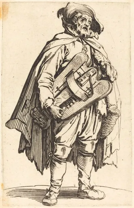 Framed Print : The Hurdy-Gurdy Player, c. 1622. Creator: Jacques Callot