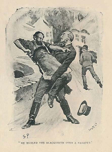 He Hurled The Blacksmith Over A Parapet, 1892. Artist: Sidney E Paget