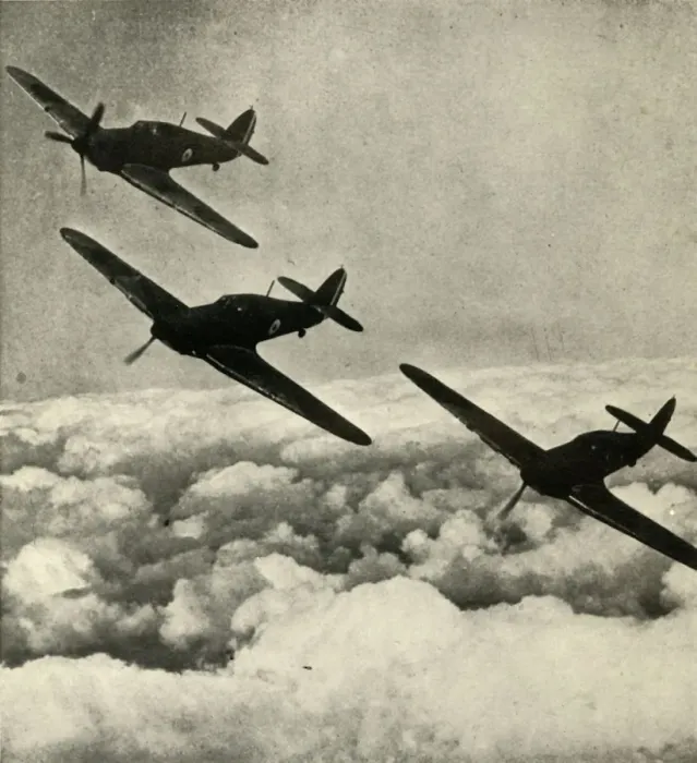 Framed Print : Hurricanes Over France, 1939-1940, (1941). Creator: Unknown Framed Print : Hurricanes Over France, 1939-1940, (1941). Creator: Unknown