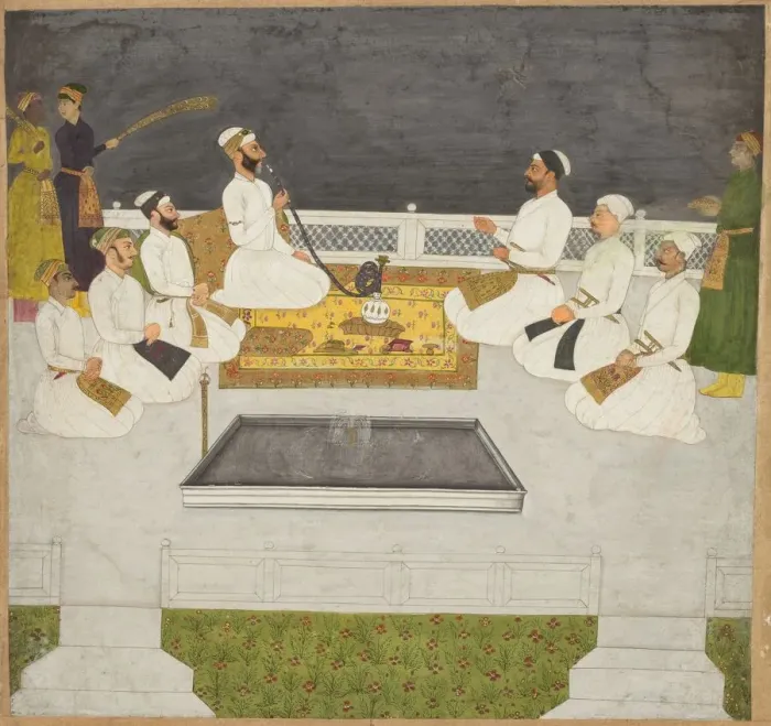 Framed Print : Husain Ali Khan Entertaining His Brothers (The Sayyid Brothers), c. 1712-19. Creator: Unknown Framed Print : Husain Ali Khan Entertaining His Brothers (The Sayyid Brothers), c. 1712-19. Creator: Unknown