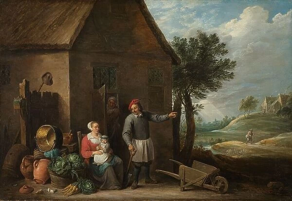 Husbandman at a Cottage Door with a Seated Woman and Child, c.1650-c.1655. Creator: David Teniers II