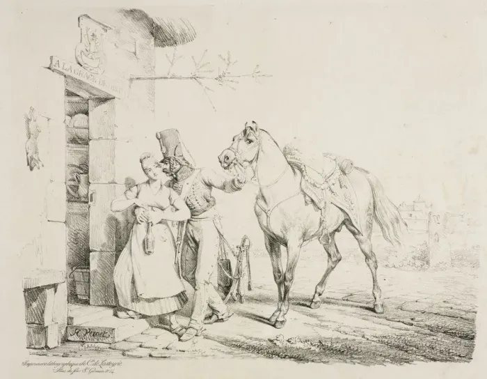 Framed Print : A Hussar Embracing a Servant. Creator: Horace Vernet (French, 1789-1863) Framed Print : A Hussar Embracing a Servant. Creator: Horace Vernet (French, 1789-1863)