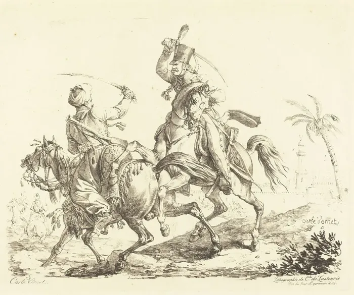 Framed Print : Hussard Striking a Mameluck. Creator: Carle Vernet Framed Print : Hussard Striking a Mameluck. Creator: Carle Vernet