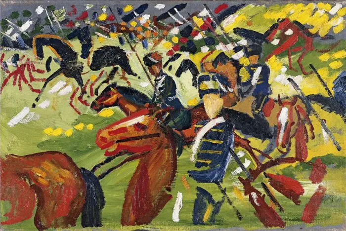 Framed Print : Hussars on a Sortie, 1913. Artist: Macke, August (1887-1914) Framed Print : Hussars on a Sortie, 1913. Artist: Macke, August (1887-1914)