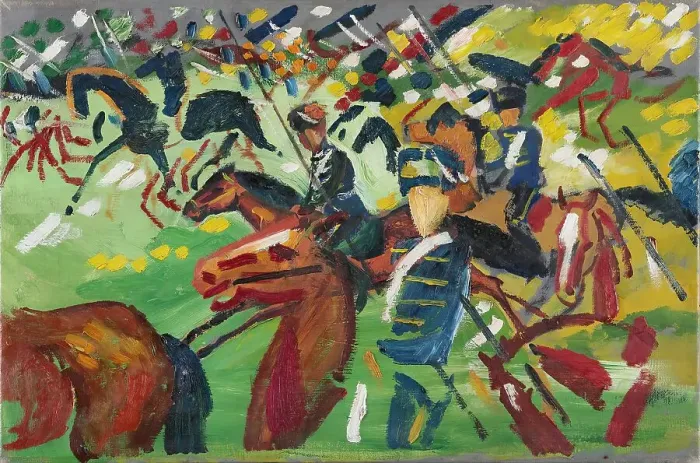 Framed Print : Hussars on a Sortie, 1913. Creator: August Macke Framed Print : Hussars on a Sortie, 1913. Creator: August Macke