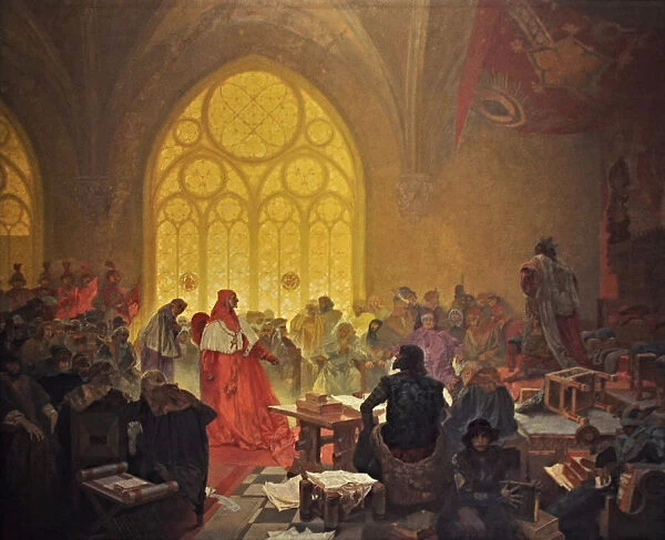 The Hussite King George of Podebrady (The cycle The Slav Epic). Artist: Mucha, Alfons Marie (1860-1939)