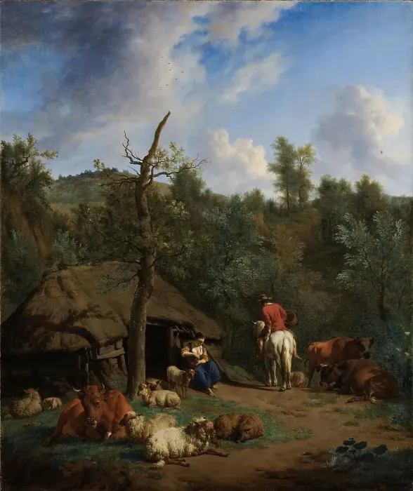 Framed Print : The Hut, 1671. Creator: Adriaen van de Velde Framed Print : The Hut, 1671. Creator: Adriaen van de Velde