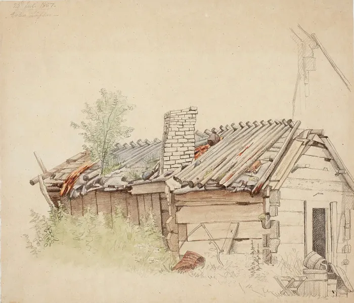 Framed Print : Hut in Lehtisaari, Espoo, 1867. Creator: Magnus von Wright Framed Print : Hut in Lehtisaari, Espoo, 1867. Creator: Magnus von Wright